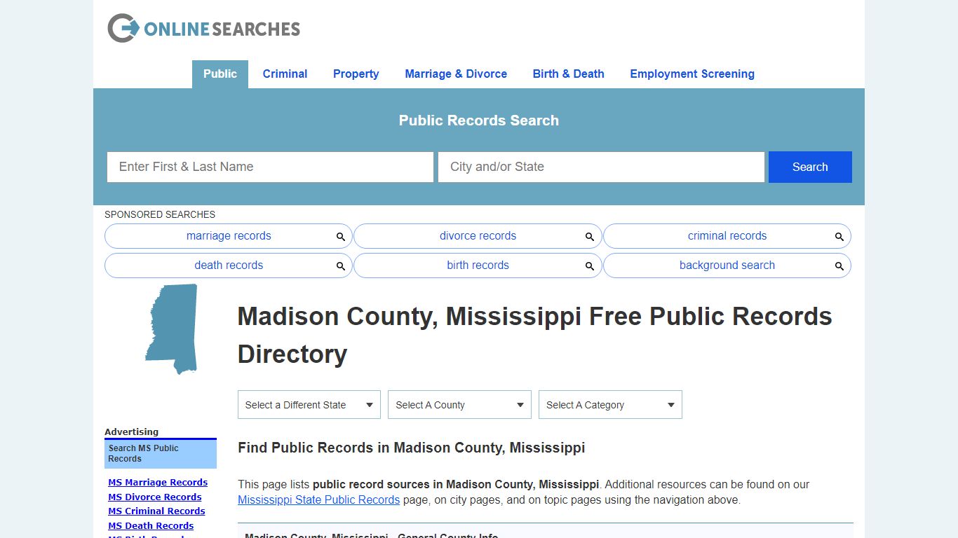 Madison County, Mississippi Public Records Directory